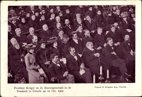 Ak Utrecht Niederlande, Burenversammlung in der Domkirche 1902, Präsident Ohm Krüger