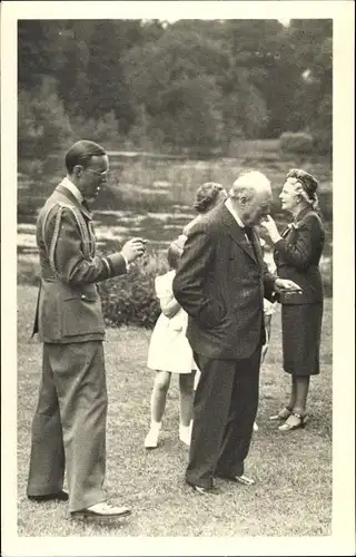 Foto Ak Soestdijk Utrecht Niederlande, Winston Churchill, Prinz Bernhard, Juliana, 1946
