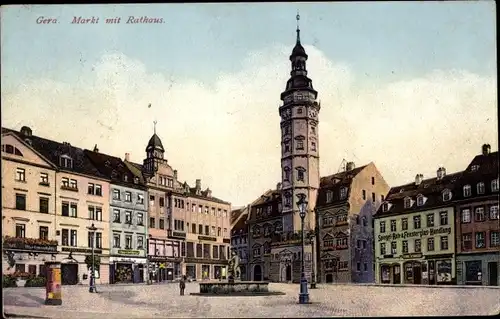 Ak Gera in Thüringen, Markt, Rathaus, Geschäfte