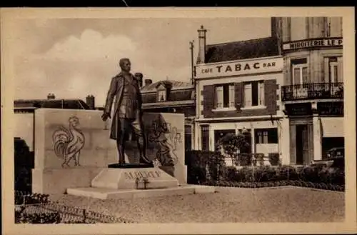 Ak Saint Quentin Aisne, Monument du Roi Albert I, Cafe, Tabac, Bar