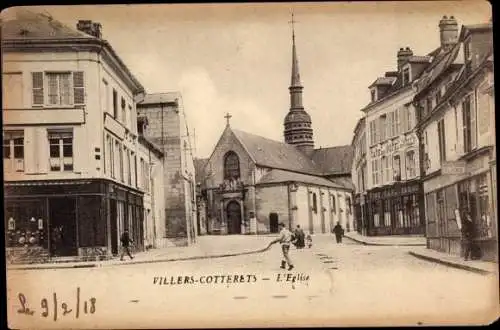 Ak Villers Cotterêts Aisne, L'Eglise, Straßenpartie, Kirche