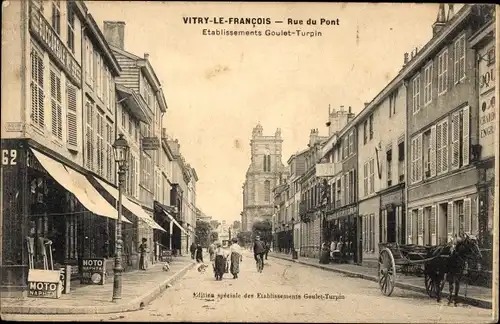 Ak Vitry le François Marne, rue du Pont, Etablissements Goulet-Turpin