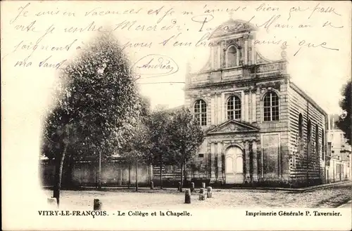 Ak Vitry le François Marne, la College, la Chapelle