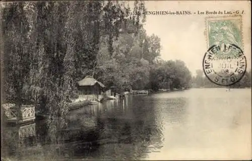 Ak Enghien les Bains Val de Oise, Les Bords du Lac