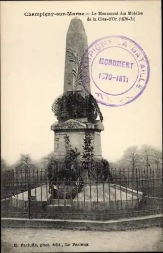 Ak Champigny sur Marne Val de Marne, Monument des Mobiles de la Côte d'Or