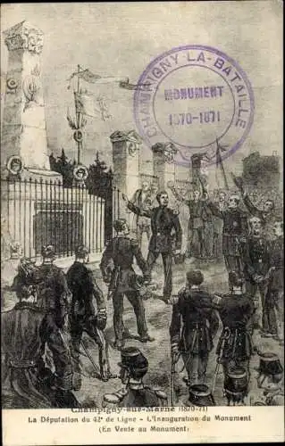Ak Champigny sur Marne Val de Marne, Le Deputation du 42e de Ligne, L'inauguration du Monument