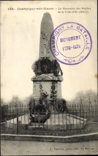 Ak Champigny sur Marne Val de Marne, Monument des Mobiles de la Côte d'Or