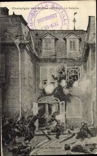 Ak Champigny sur Marne Val de Marne, La Surprise, Kriegsszene