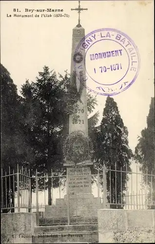 Ak Bry sur Marne Val de Marne, Le Monument de L'Etat 1870-71