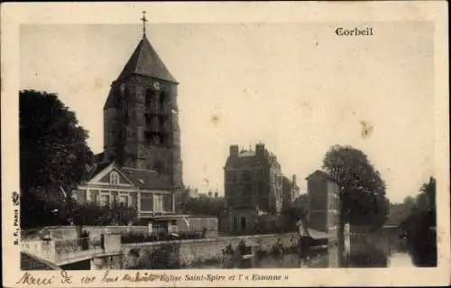 Ak Corbeil Essonne, Kirche Saint-Spire, l'Essonne