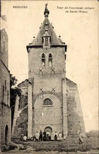 Ak Bergues-Nord, Abtei Saint Winoc, Turm