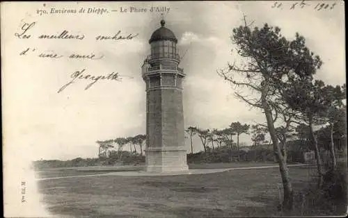 Ak Dieppe Seine-Maritime, Le Phare d’Ailly