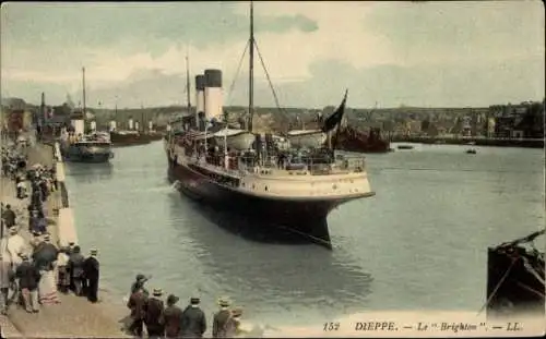 Ak Dieppe Seine Maritime, Dampfer Brighton, Feeder Lines