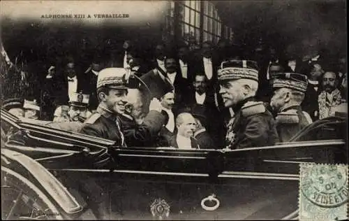 Ak Versailles Yvelines, Besuch von König Alfons XIII von Spanien
