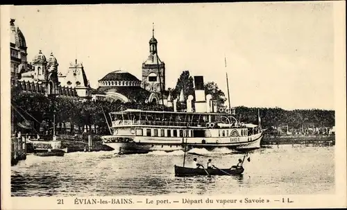 Ak Évian les Bains Haute Savoie, Salondampfer Savoie, Genfersee