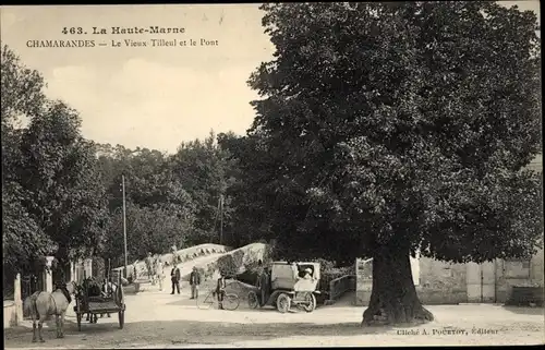 Ak Chamarandes Choignes Haute Marne, Le Vieux Tilleul und die Brücke