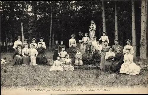 Ak Saint Dizier Haute Marne, Notre-Dame-Statue, Chesnois