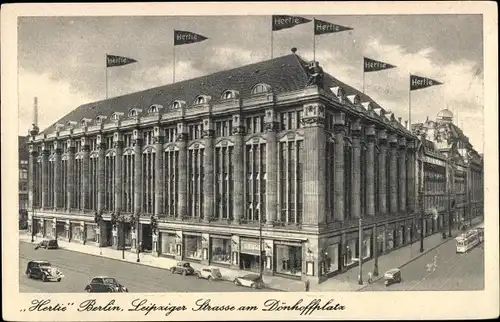 Ak Berlin Mitte, Leipziger Straße am Dönhoffplatz, Hertie Kaufhaus