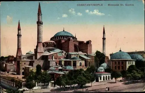 Ak Konstantinopel Istanbul Türkei, Mosquee Ste. Sophie, Minarett