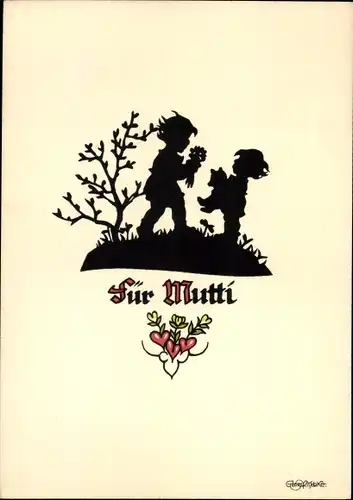 Scherenschnitt Ak Plischke, Georg, Muttertag, Für Mutti