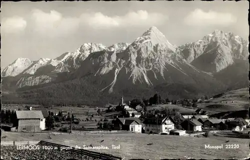 Ak Lermoos in Tirol, Gesamtansicht, Sonnenspitze