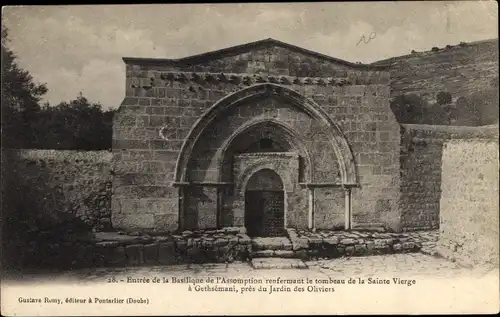 Ak Gethsemane Israel, Eingang zur Basilika Mariä Himmelfahrt mit dem Grab der Heiligen Jungfrau