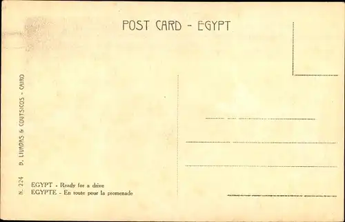 Ak Ägypten, Eselgespann, Familie in traditioneller Kleidung