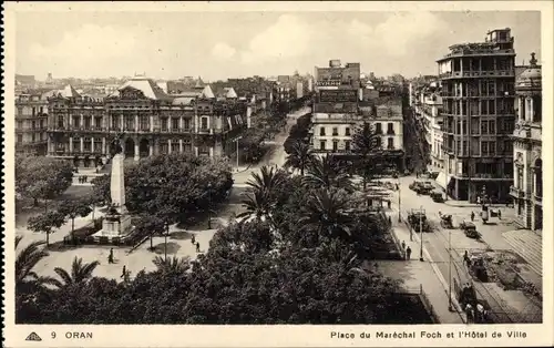 Ak Oran Algerien, Place du Maréchal Foch und Rathaus