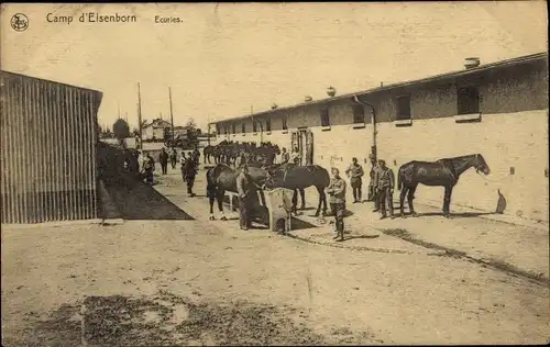 Ak Elsenborn Bütgenbach Wallonien Lüttich, Straßenpartie, Soldaten, Pferde