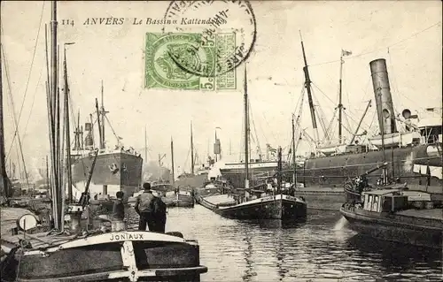 Ak Antwerpen Antwerpen Flandern, Le Bassin, Dampfer