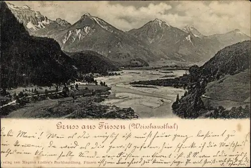 Ak Füssen im Ostallgäu, Panorama, Berge