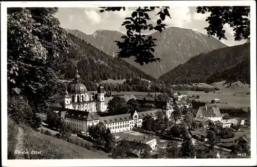 Ak Ettal Oberbayern, Kloster, Panorama