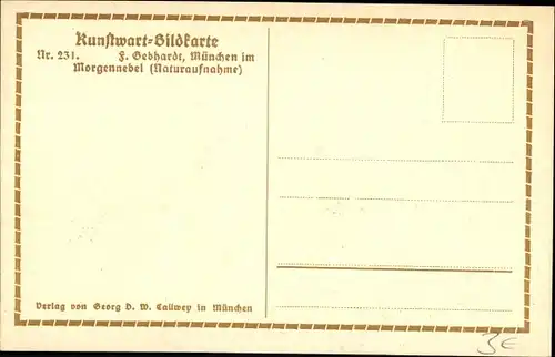 Künstler Ak Gebhardt, F., München im Morgennebel, Kunstwart Nr. 231