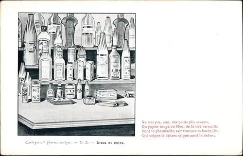 Künstler Ak Arzneiflaschein in einer Apotheke