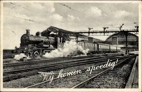 Ak Niederländische Eisenbahn, Dampflok