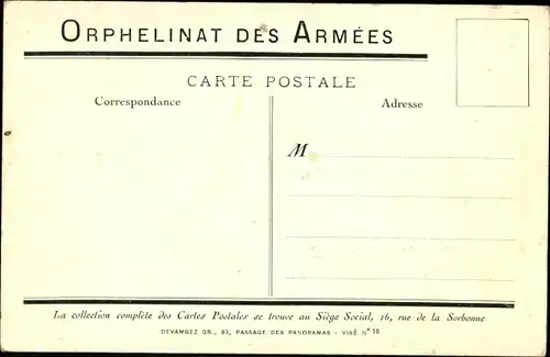 Künstler Ak Tag des Armeewaisenhauses 1915, Hauptsitz, Rue de la Sorbonne, I WK