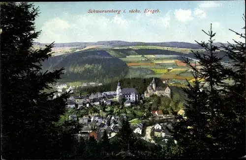 Ak Schwarzenberg im Erzgebirge Sachsen, Teilansicht, Durchblick