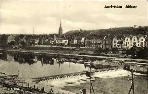 Ak Saarbrücken Saarland, Teilansicht, Schleuse