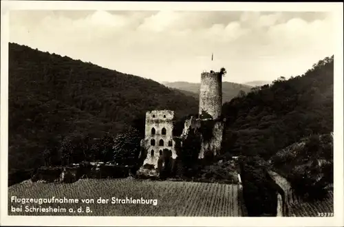 Ak Schriesheim an der Bergstraße, Strahlenburg, Flugzeugaufnahme