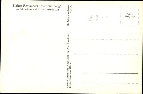 Ak Schriesheim an der Bergstraße, Strahlenburg, Flugzeugaufnahme