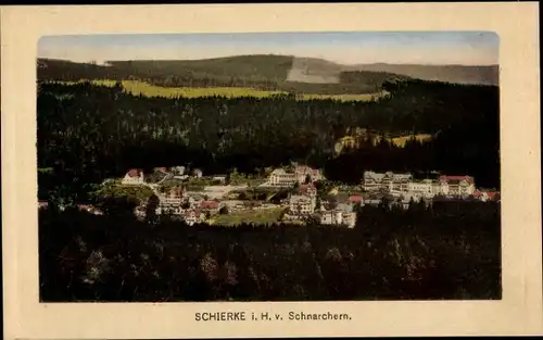 Ak Schierke Wernigerode am Harz, Blick vom Schnarchern auf den Ort