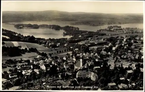 Ak Murnau am Staffelsee, Luftaufnahme, Kirche