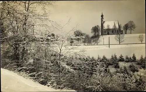 Foto Ak Siegsdorf in Oberbayern, Kloster Maria Eck, Kirche, Winter