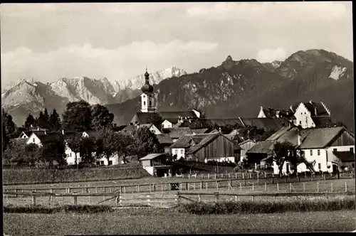 Ak Murnau am Staffelsee, Zugspitze, Ettaler Mandl, Kirche