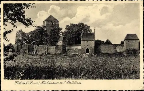 Ak Wittstock Dosse in der Prignitz, Stadtmauer, Amtsturm