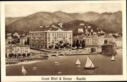 Ak Rapallo Liguria, Grand Hotel & Europe, Hotels am Wasser