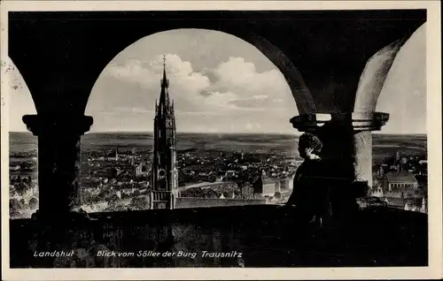 Ak Landshut in Niederbayern, Blick vom Söller der Burg Trausnitz, Kirche