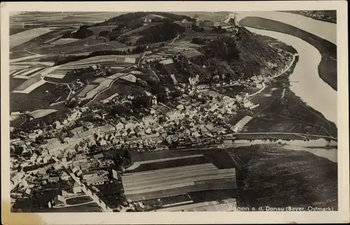 Ak Bogen an der Donau Niederbayern, Luftaufnahme, Panorama