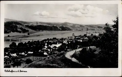 Ak Vilshofen an der Donau Niederbayern, Gesamtansicht, Kirche, Brücke