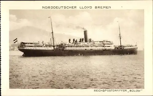 Ak Reichspostdampfer Bülow, Dampfschiff, Norddeutscher Lloyd Bremen